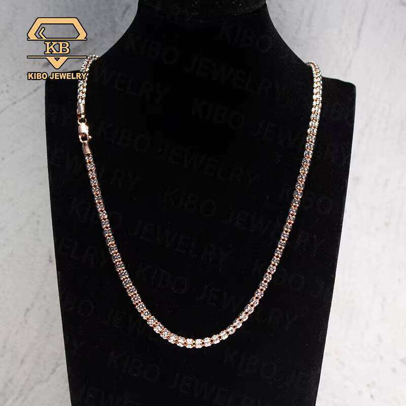 Hot Selling Moon Ice Chain 2024 New Necklace Rose And White Gold Plated 4Mm Tennis Bracelet Mens Jewelry