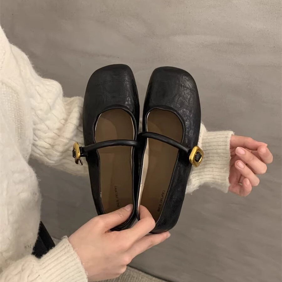 Ddmyoutdoor Shallow Mouth Single For Women New Spring And Autumn French Style Granny To Match Dresses Mary Jane Flat Shoes Outdoor Shoes