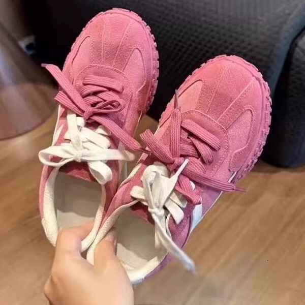 Ddmysports Raspberry Pink Height Increasing Agan New Style Small Size Thick Sole German Training Spring Autumn Fashion Casual Shoes Outdoor Shoes