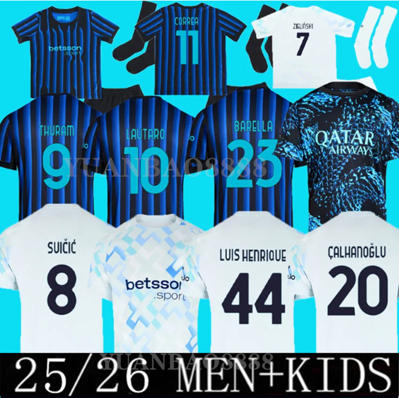 24 25 26 InTErs LUKAKU LAUTARO Milans soccer jerseys ANNIVERSARY CORREA DZEKO BARELLA SKRINIAR BROZOVIC Home away football shirt men kids kit 16-4XL finals jersey
