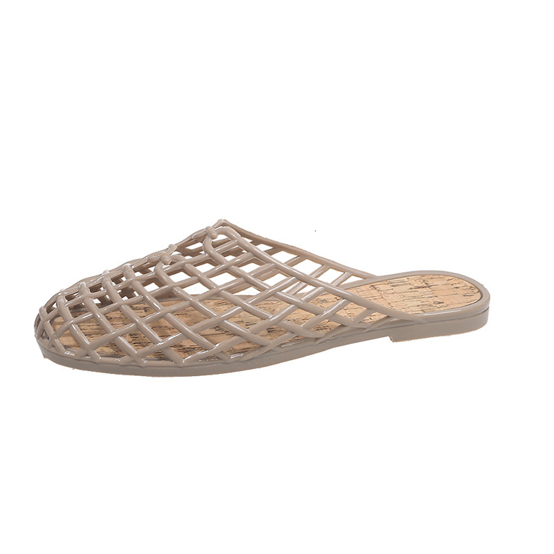 Ddmyoutdoor Ddmyoutdoor Summer New Style Woven Mesh Slippers Hollow Transparent Jelly Shoes Women Flat Outdoor Closed Toe Beach Clogs Outdoor Shoes
