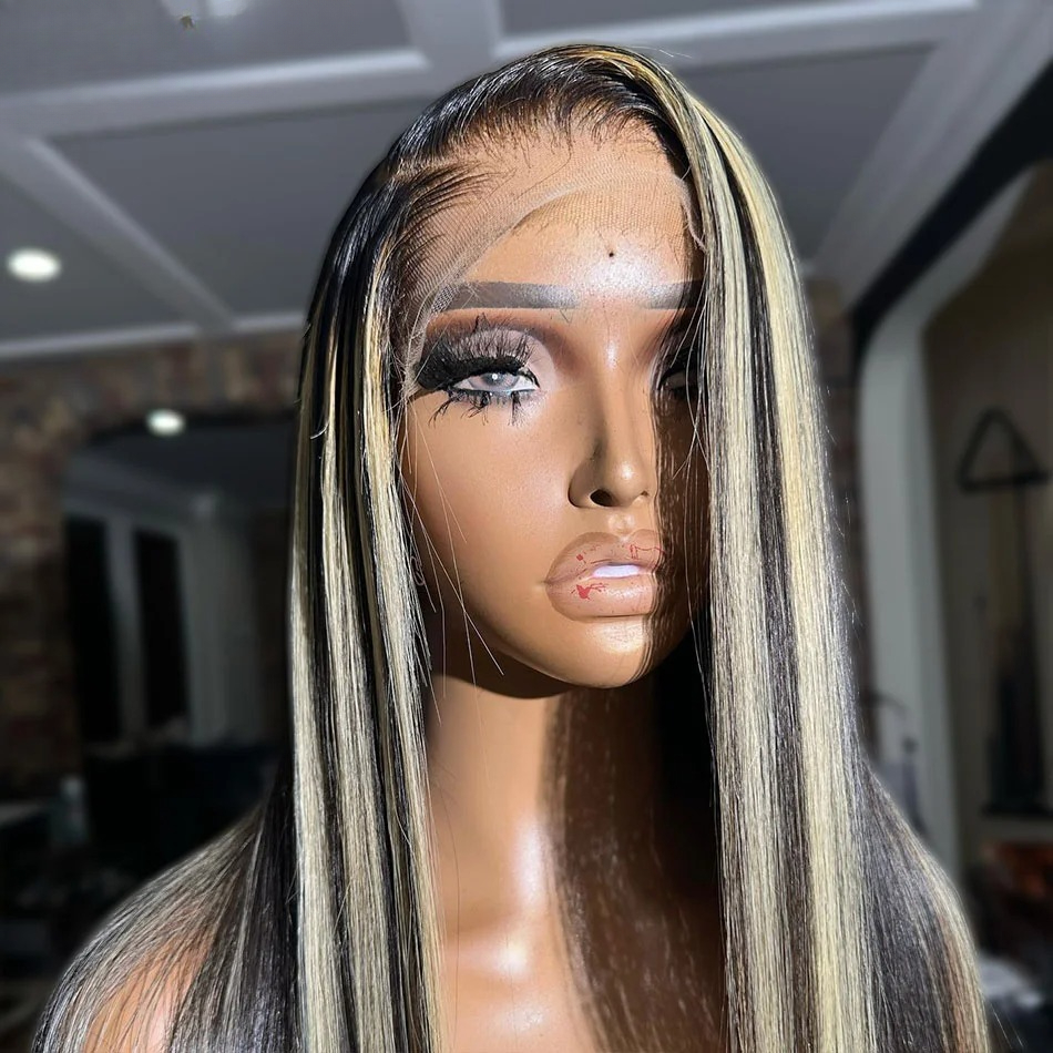 613 with Black Highlights Transparent 13x6 Lace Front Wig Human Hair Straight Wigs 13x4 Lace Frontal Wigs for Women Preplucked Synthetic For Women
