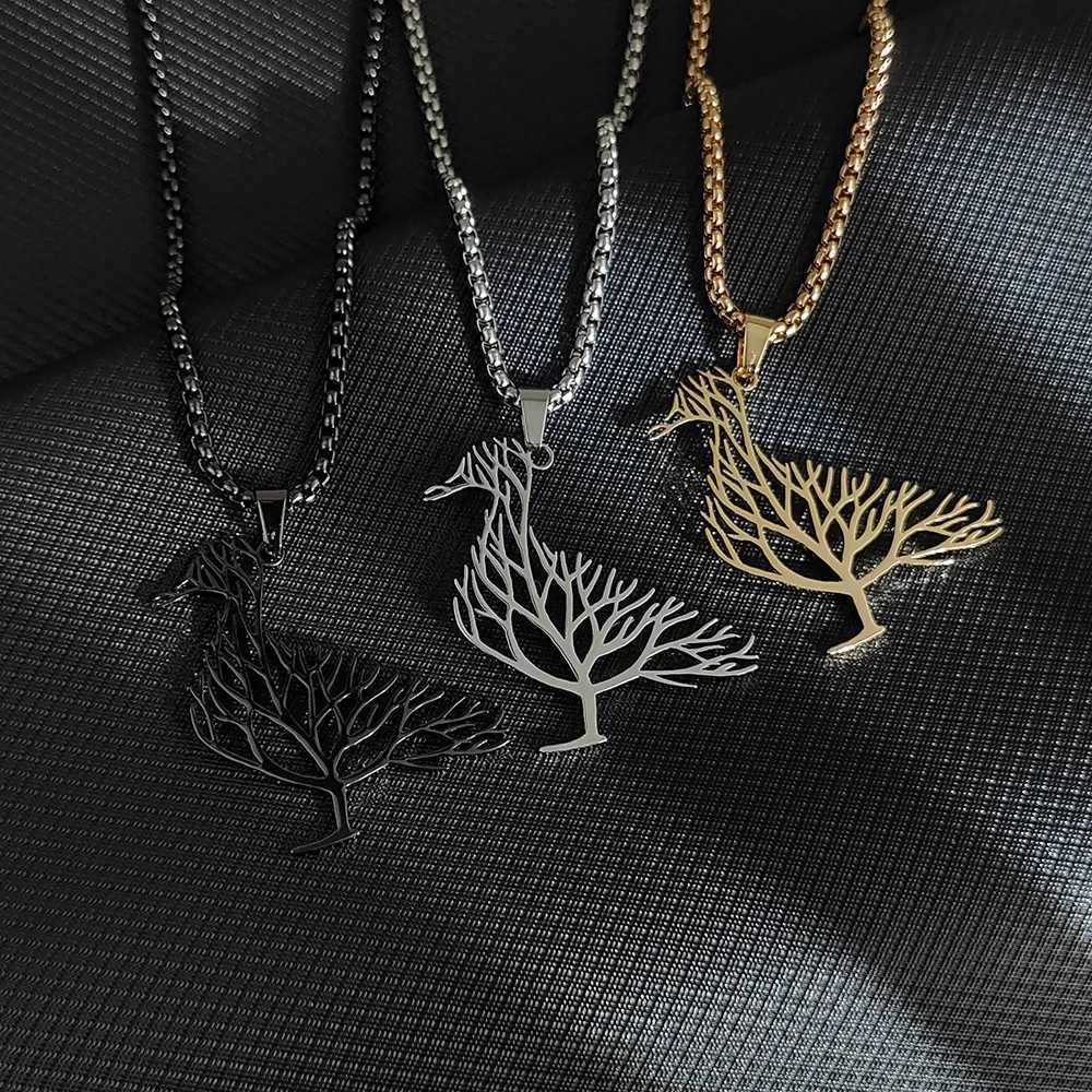 Hollow duck DIY electroplated stainless steel pendant necklace lightweight luxury jewelry share with friends Z250614