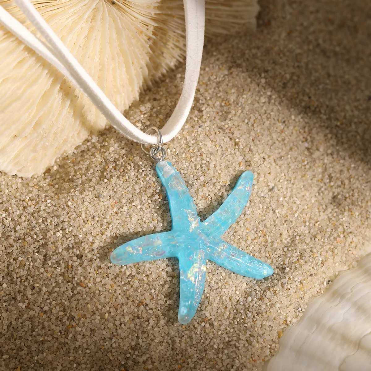 2024 Multi layered Creative Rope Chain Fashion Beach Jewelry Gift Girl Boho White Blue Starfish Pendant With Necklace Womens Z250614