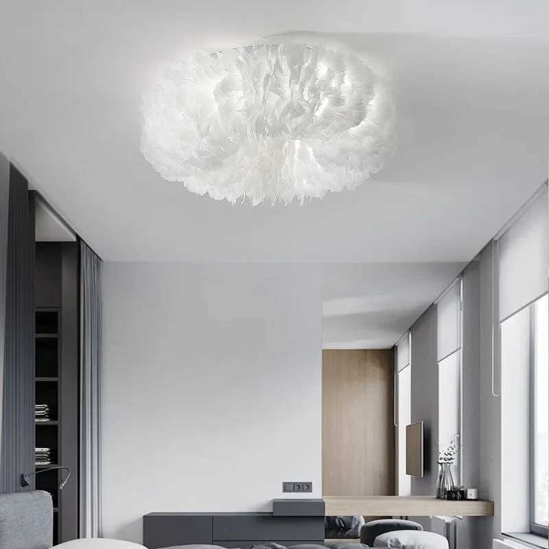 Nordic LED Ceiling Light Feather Light Decoration Bedroom Simple Warm and Romantic Childrens Living Room Lighting Ceiling Light XJ2500613