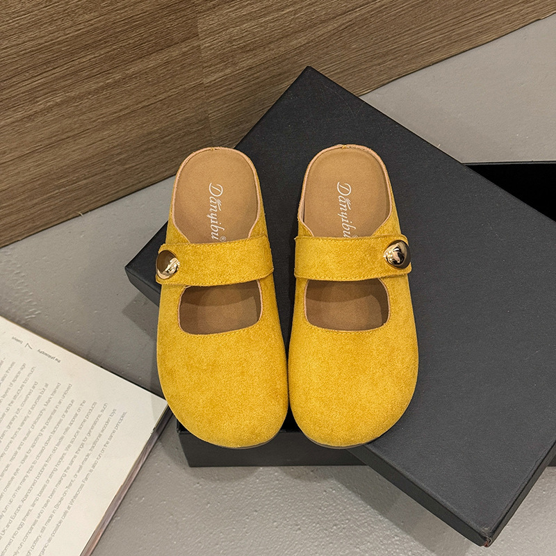 Ddmyoutdoor Women S French Closed Toe Slippers Spring Gentle Fairy Style Soft Sole One Strap Dress Shoes Outdoor Shoes