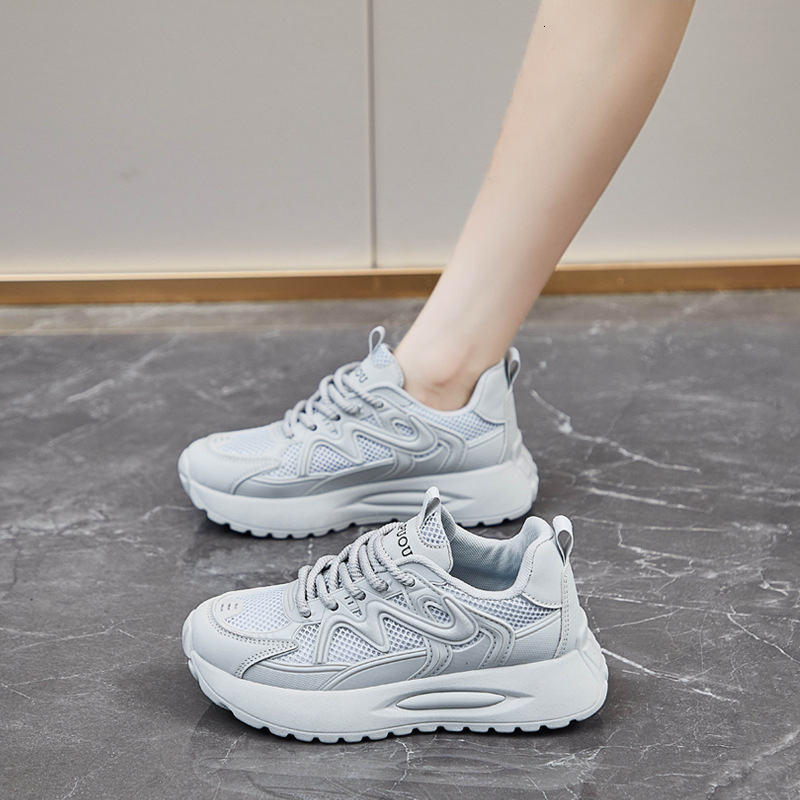 Ddmysports Agan Women New Spring Autumn Mesh Lightweight Sports Dad Soft Sole White Shoes Shock Absorption Running Travel Outdoor Shoes