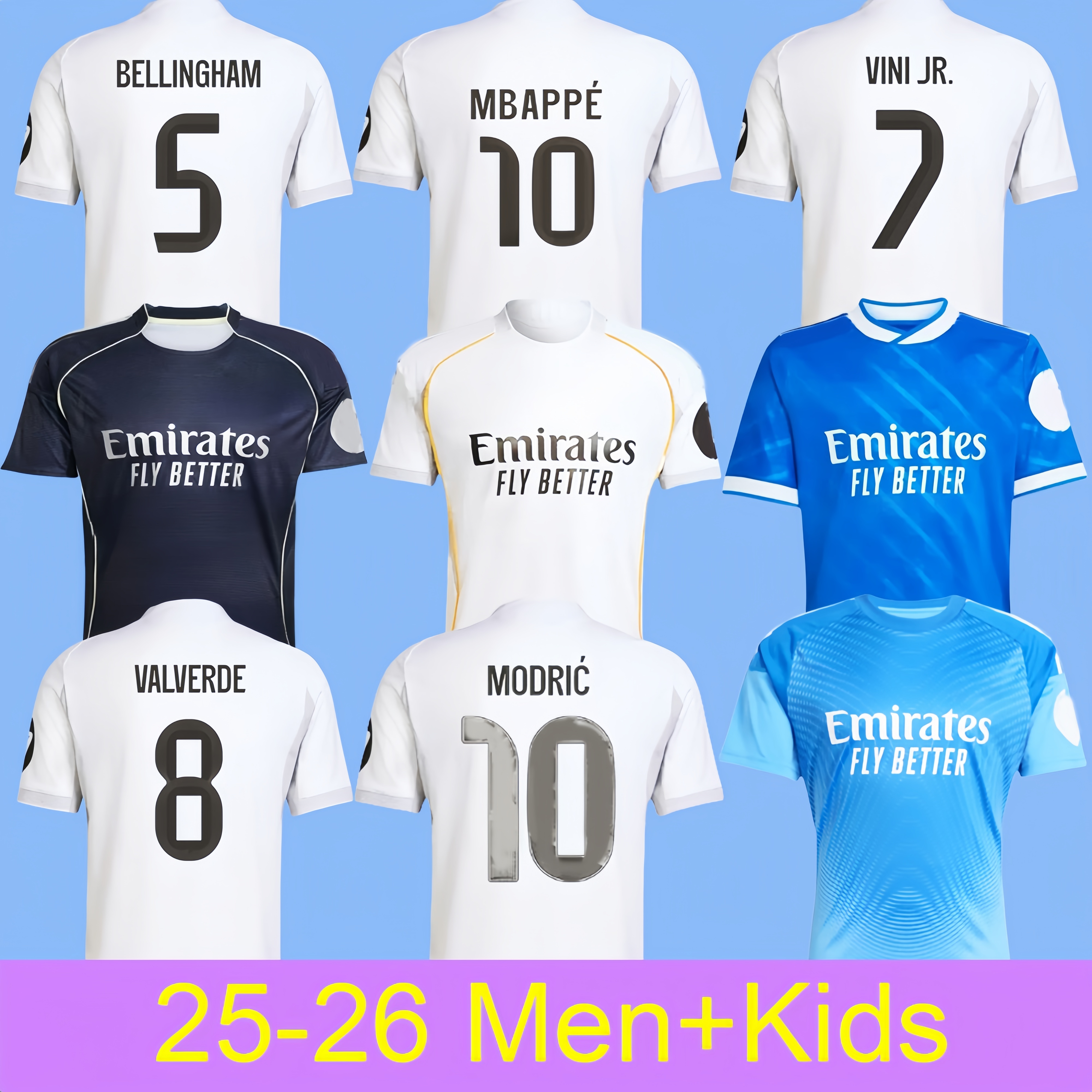 25/26 MBAPPE BELLINGHAM Soccer Jerseys VINI JR MODRIC RONALDO Reals Footballs Shirt 2025 2026 Madrids ENDRICCK Arda Guler CAMAVINGA Madrids Match kids kit