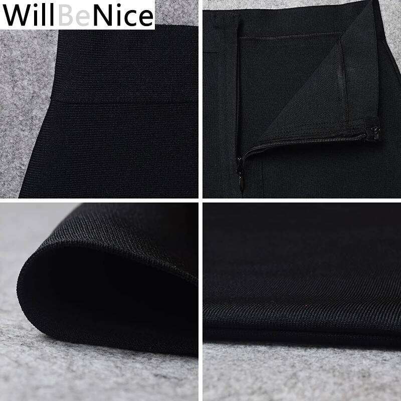 Willbenice Sexy Hot Pink Black Knee Length Wholesale Womens Bodycon Bandage Pencil Celebrity Party Skirts