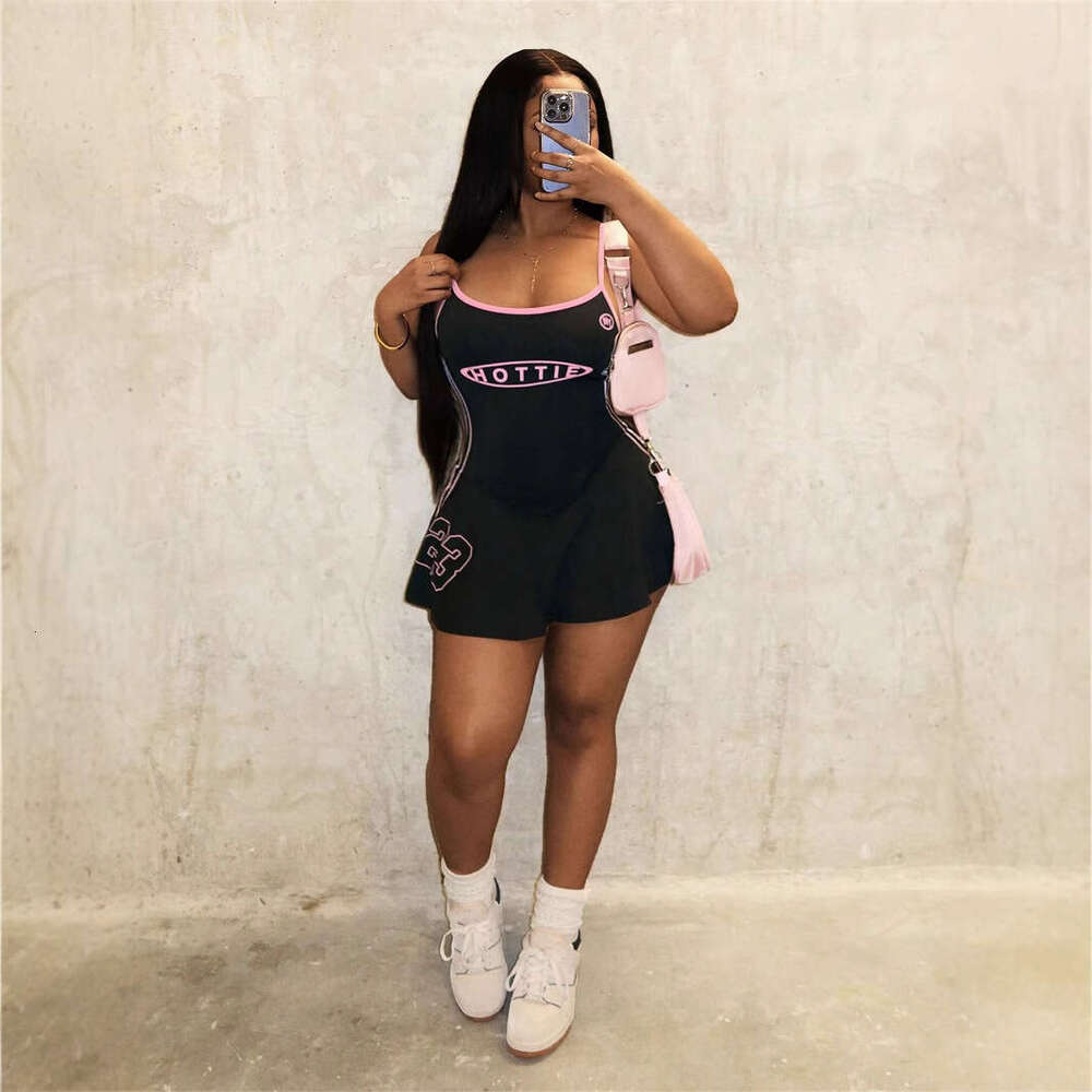 New Fashion American Style Printed Spaghetti Strap Slim Fit Stretch Sexy A-Line Short Dress For Women B5