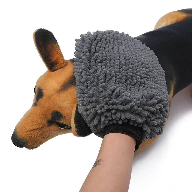 Pet Grooming Glove Quick Drying Dogs Paw Towel Chenille Microfiber Double Sided Dogs Grooming Mitt for Large Medium Small Dogs 250614