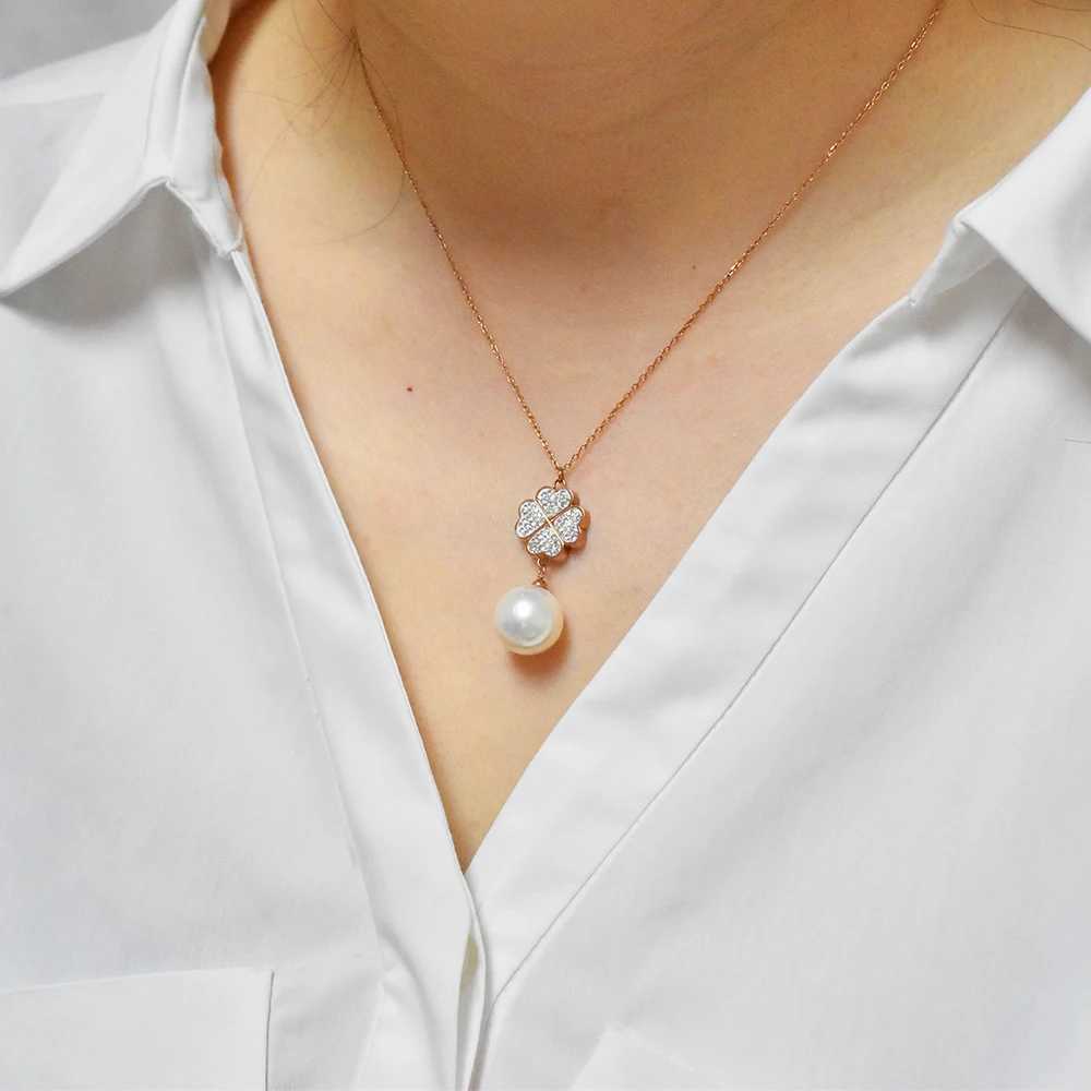 High quality classic necklace with shining crystal shell pearl pendant wedding party jewelry Z250614