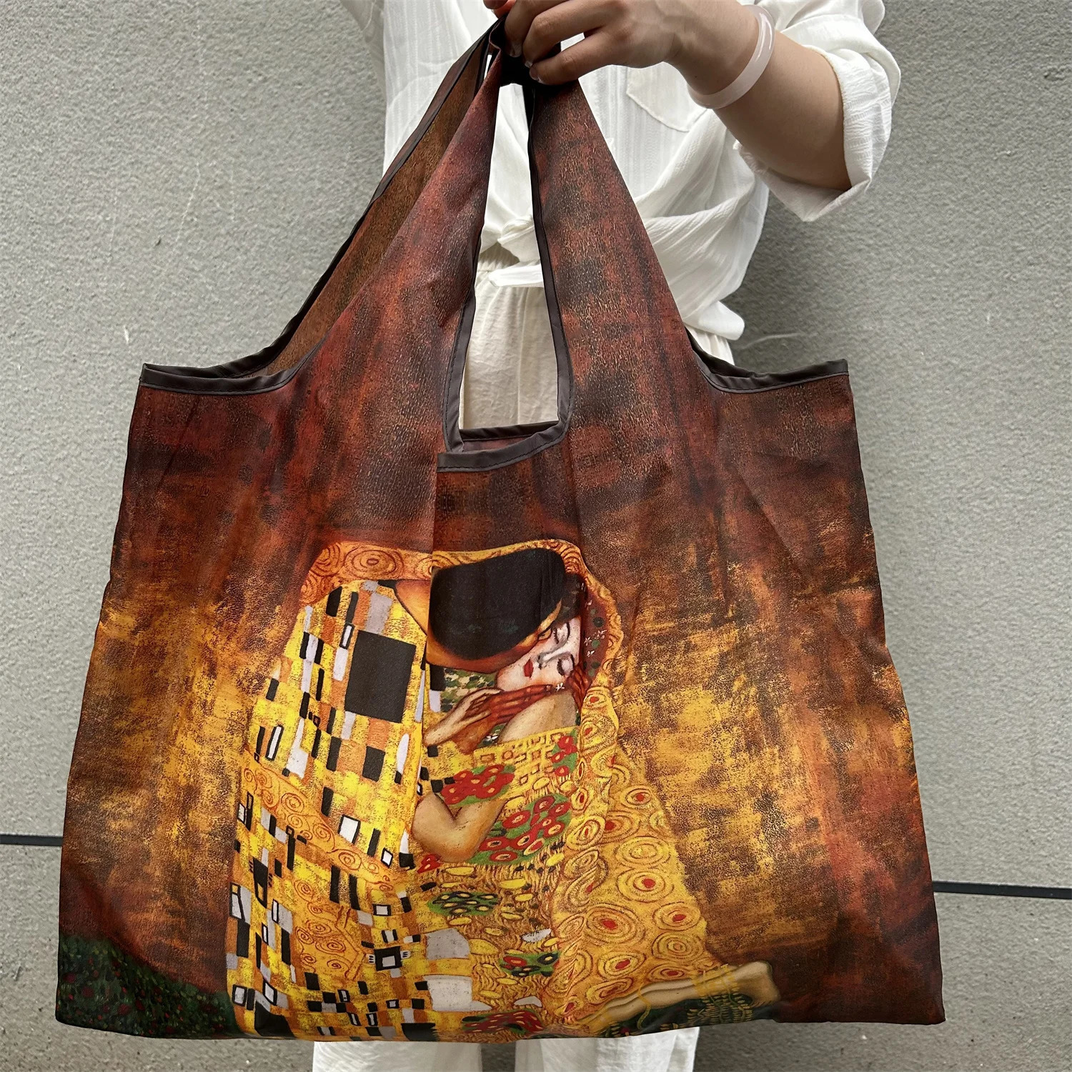 Fashion Bag Large Foldable Shopping Bag Reusable Grocery Storage Bag Nylon Portable Shoulder Handbag for Travel Pocket Tote 250610