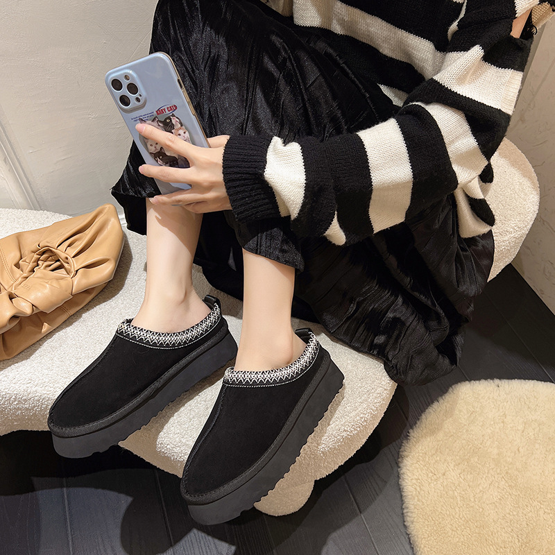 free shipping fashion thick sole boots 2025 autumn winter new collection Ladies' versatile slippers boots black brown off-white indoor outdoor ca