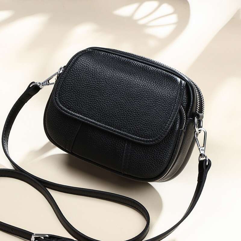 Women S Summer New Genuine Leather Fashion Versatile Crossbody Shoulder Small Round Bag