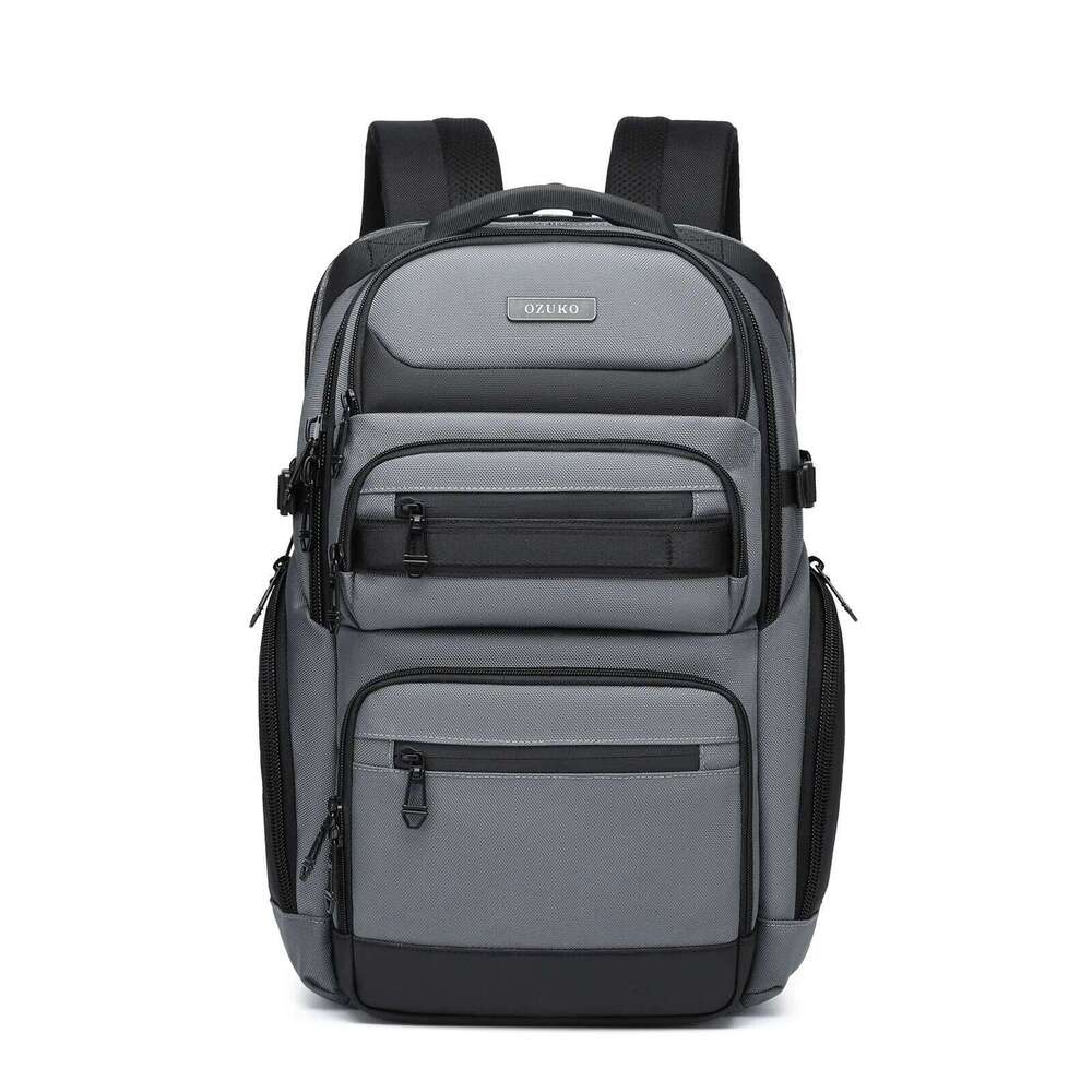OZUKO Black Grey Men's Backpack Large Capacity 15.6 Inch Laptop Backpacks Male Handbag Rucksack Outdoor Bagpack Schoolbag