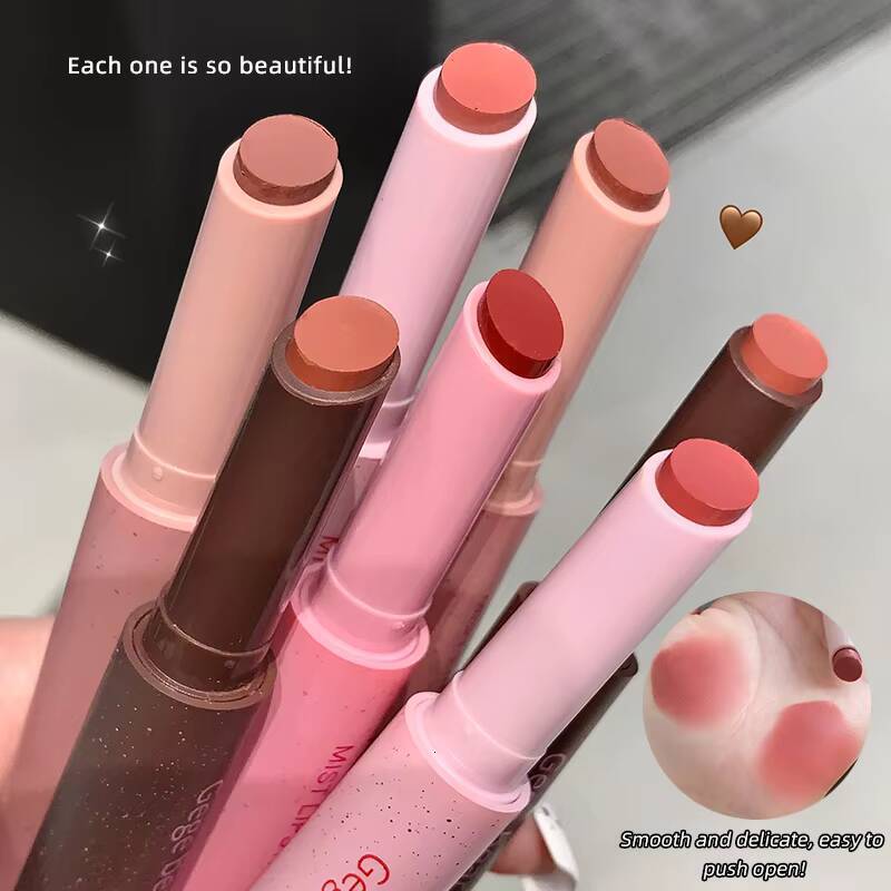 Gege Bear Pink Lipstick Pen Matte Long-lasting Whitening Lip Gloss happy