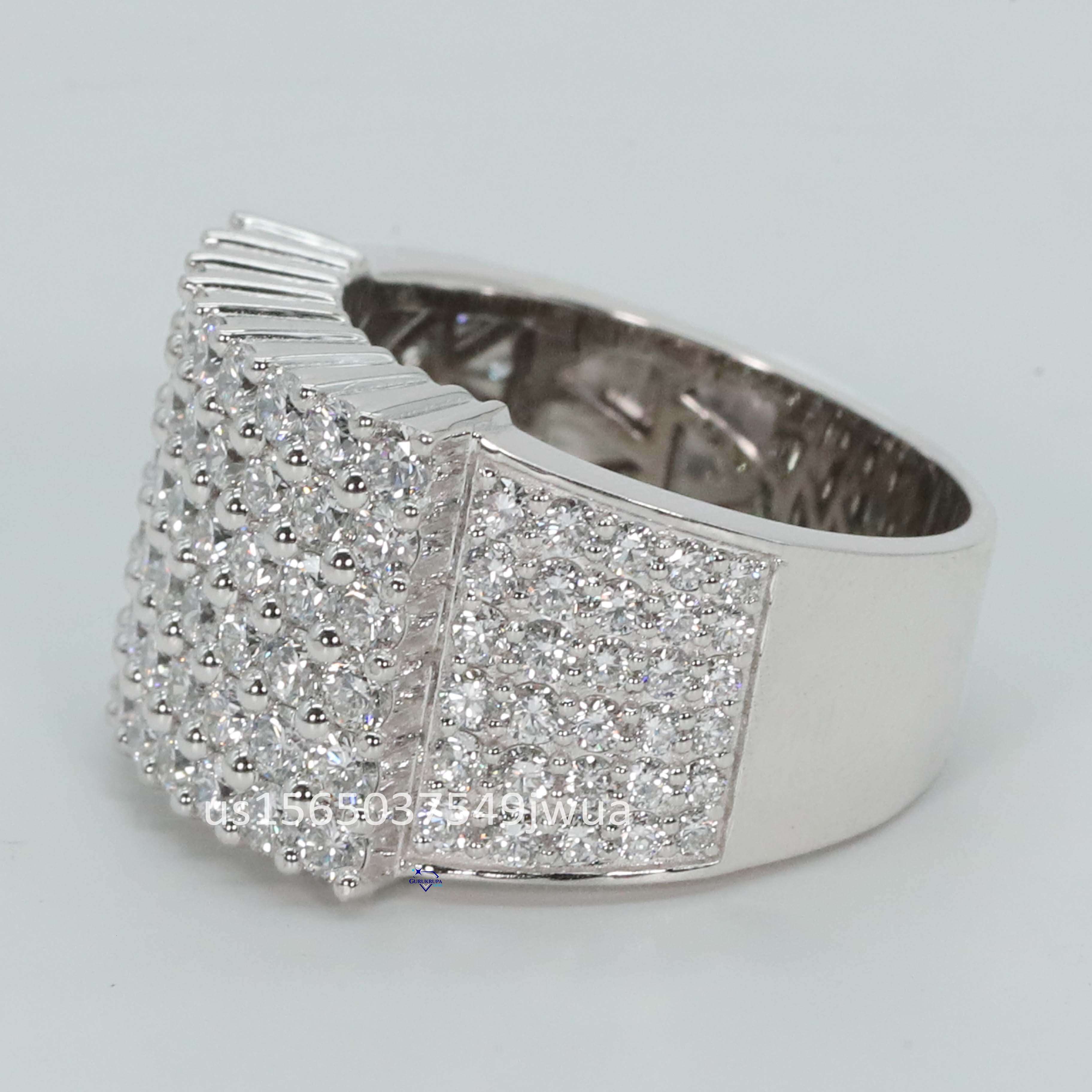 Fashion Jewelry Luxury Iced Out 925 Sterling Silver VVS Moissanite Diamond Mens Ring Real Moissanite Hip HopMens Ring