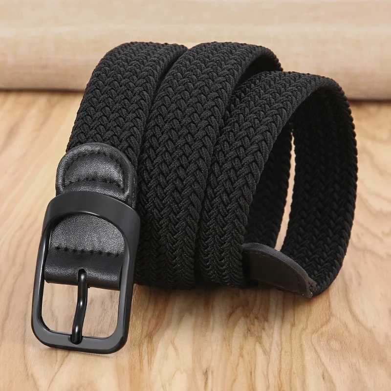 Non-hole Punch- MENS AND WOMENS Woven Belt Elastic Stretch Canvas Belt Female Korean Style Versatile Student Pants Belt X250614