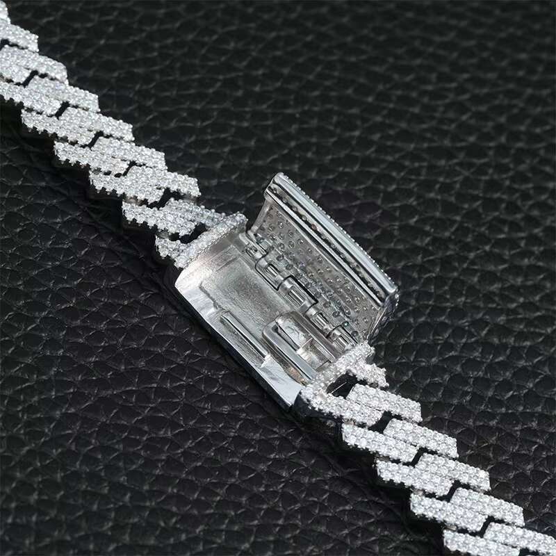Luxury Men Hip Hop Iced Out Fine Jewelry S925 Silver VVS 10MM Moissanite Cuban Link Chain Necklace