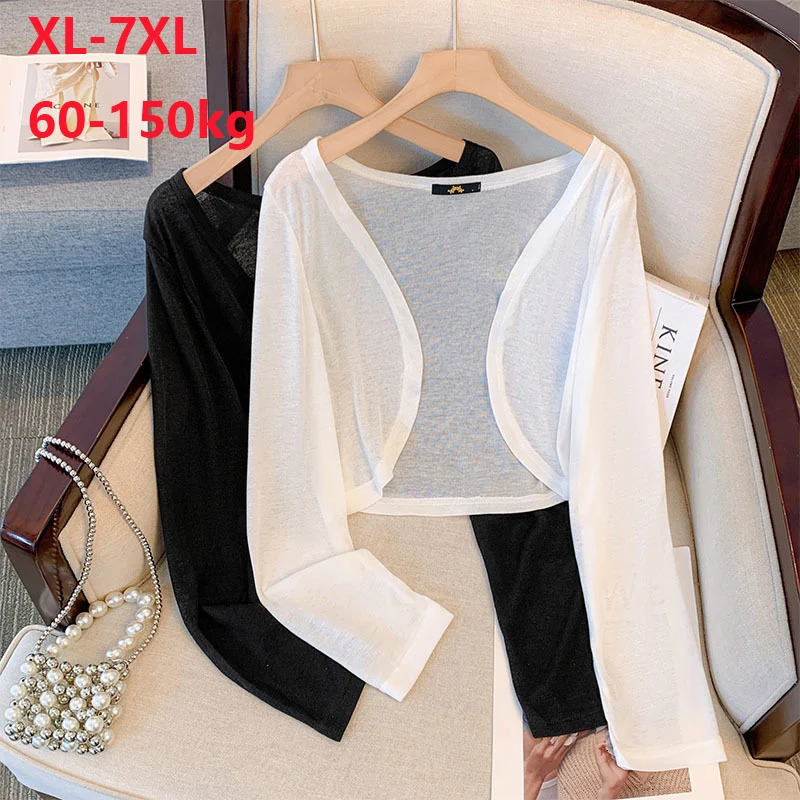 60150kg 4XL 5XL 6XL 7XL Plus Size Women Clothing Sun Protection Tencel Tops Shawl Chubby Female Long Sleeved Cardigan Jackets 250611