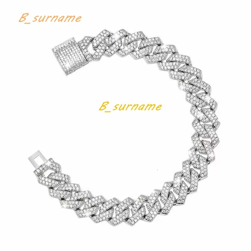 Premium S925 Moissanite Prong Custom Moissanite VVS Cuban Iced Out HipHop Link Chain Bracelet for Men With GRA Certificate
