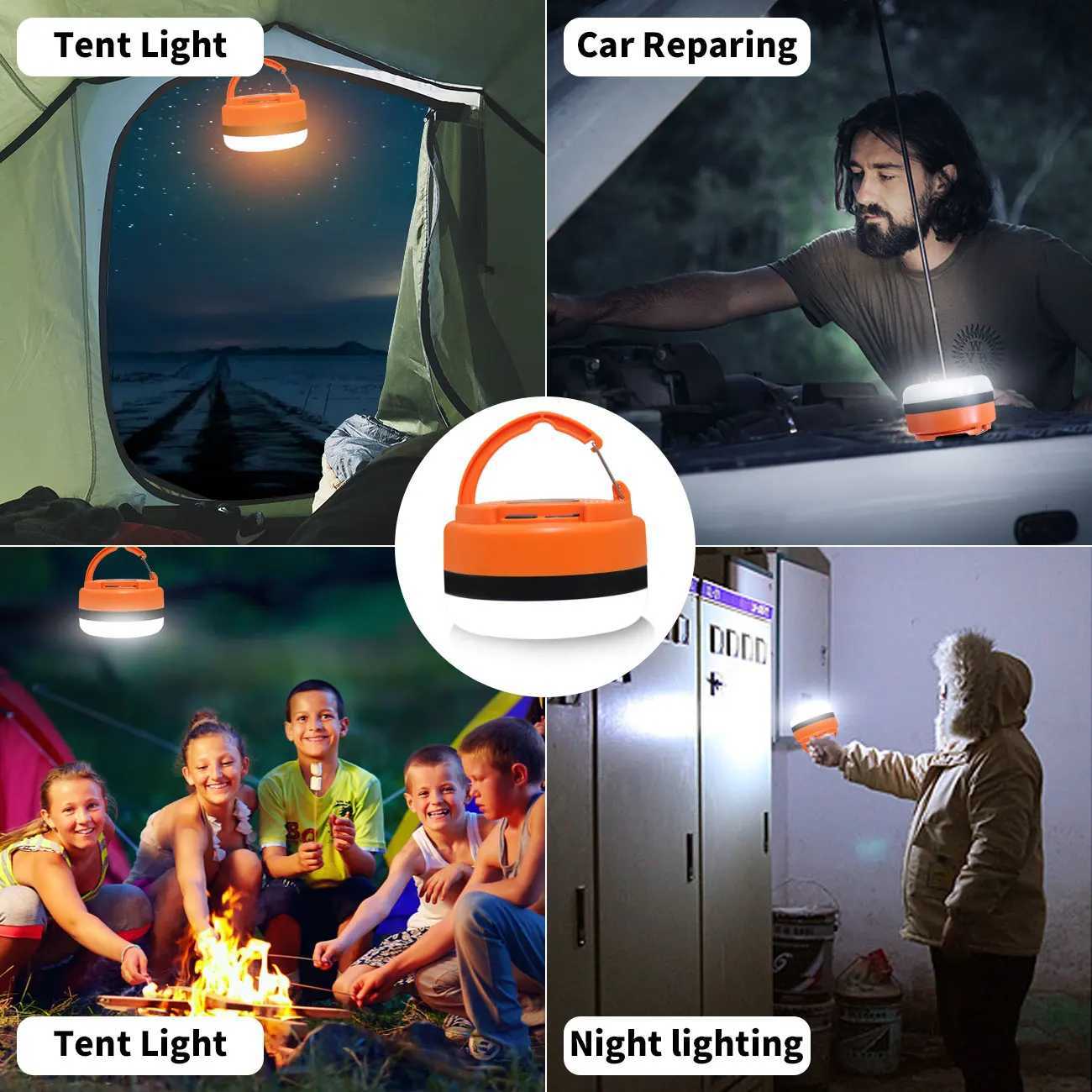 Camping Lantern LED USB Rechargeable Lantern Flashlight Tent Light Emergency Hanging Lights for Camping Hurricanes Power Outage W250613