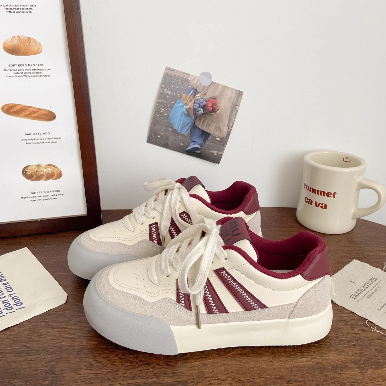 Ddmysports Dexun Thick Soled Sneakers For Women Leather Surface Autumn New Chic Niche Korean Style Low Top Student Sports White Shoes Outdoor Shoes