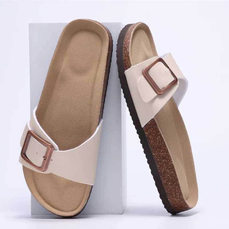 Crestar Womens Summer Cork Slippers 2025 New Outdoor Beach Flip Flops Fashion Leather Orthopedic Sandals With Adjustable Z250614