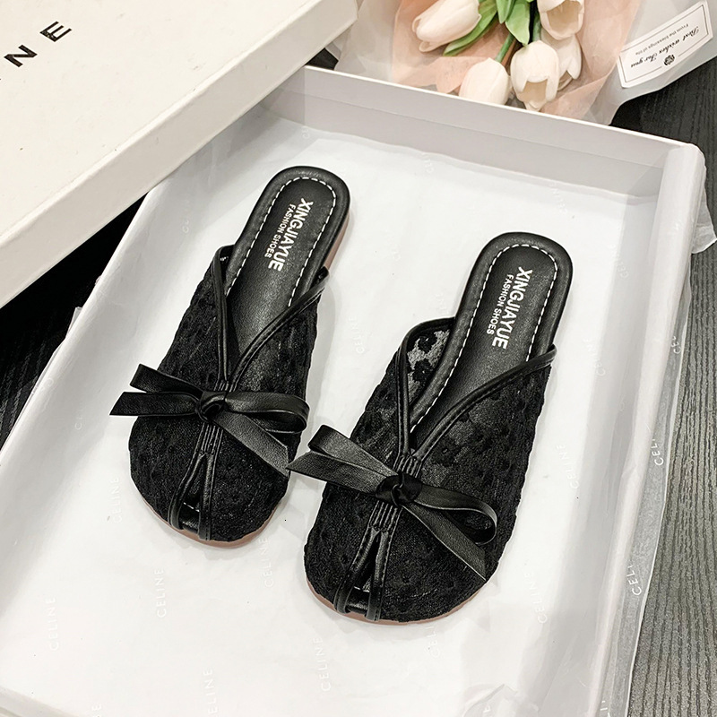 Ddmyoutdoor Baotou Summer Women Outdoor Wear New Trend Internet Celebrity Bowknot Versatile Soft Sole Half Slippers For Outdoor Shoes