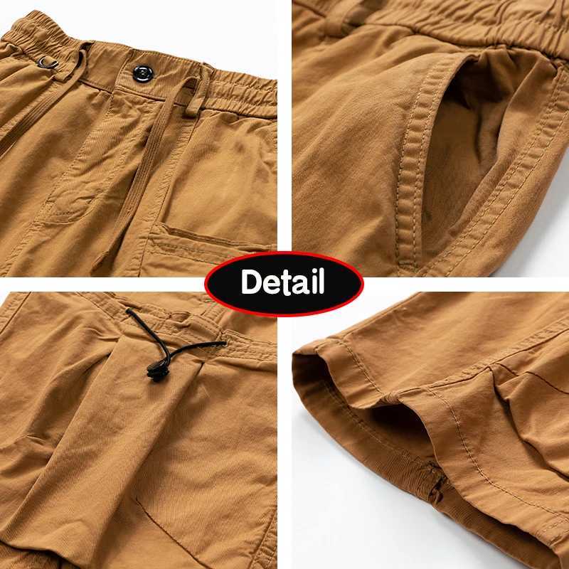 Men Summer Solid Straight Outdoor Leisure Soft Cargo Shorts Men Many Pocket Loose Elastic Fashion Style Short Male Brand Pants W250614
