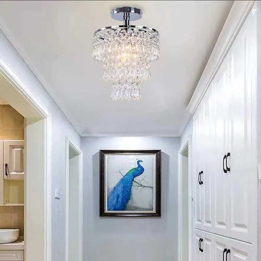 Small crystal pendant light mini crystal 3-layer crystal raindrop lamp embedded ceiling light bedroom hallway living room XJ2500613