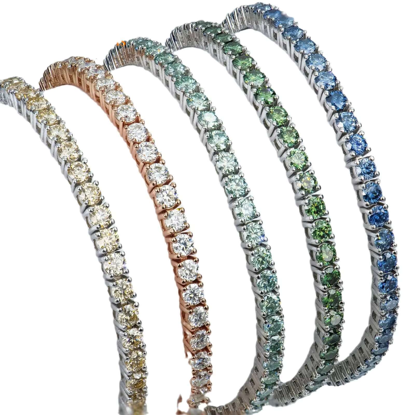 3mm Royal Blue Moissanite Tennis Chain Bracelets for Unisex Pass Diamond Tester Blue Color Moissanite Stone Tennis Chain for Men