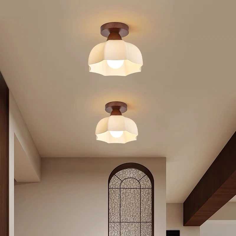 Walnut LED Ceiling Chandelier Lights Decoration Aisle Corridor Living Room Light Home Lighting Modern Ceiling Lamp Luminaria XJ2500613