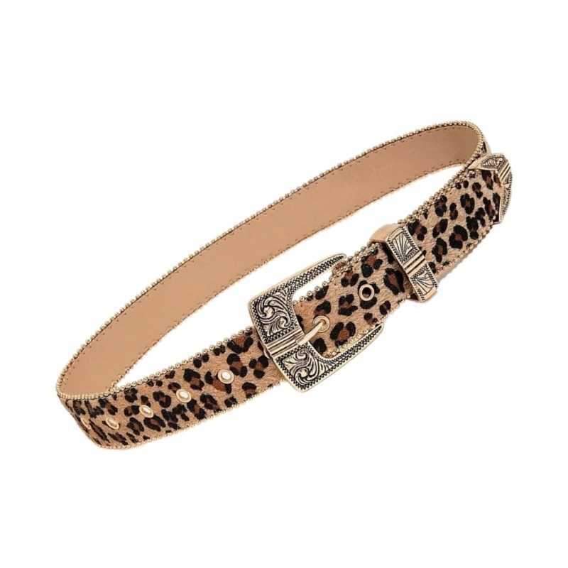 652F Leopard Pattern Belt for Women Fashion Waist Belt 2000s Girl All Matching Belt for Teens Western Belt Vintage Waistband X250614