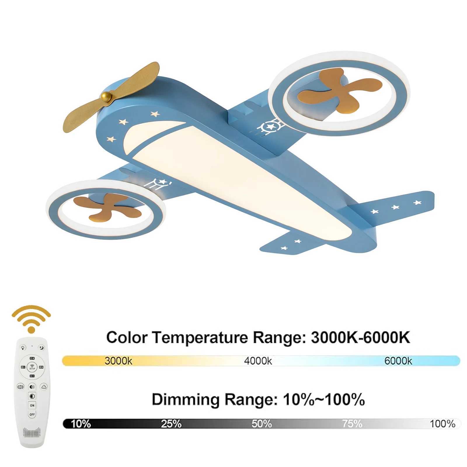 Airplane Ceiling Light LED Remote Control Adjustable Warm Cool Light Memory Function for Kids Room and Playroom XJ2500613