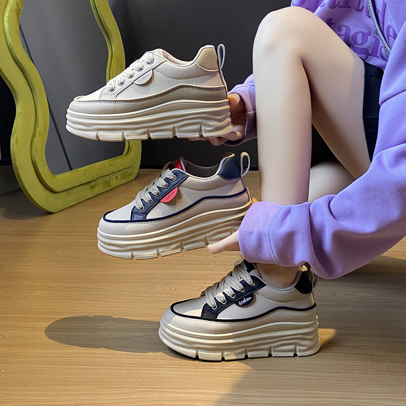 Ddmysports Thick Soled White Sneakers For Women Spring New Ins Style Female Students Casual Sports Versatile Board Shoes Street Shooting Cy Outdoor Sh