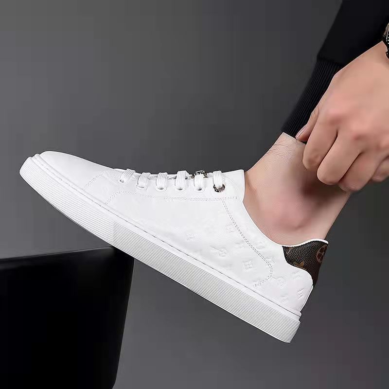 Designer shoes, men's shoes, leather upper white sneakers, men's summer new breathable casual shoes, one-foot versatile thick-soled board sh