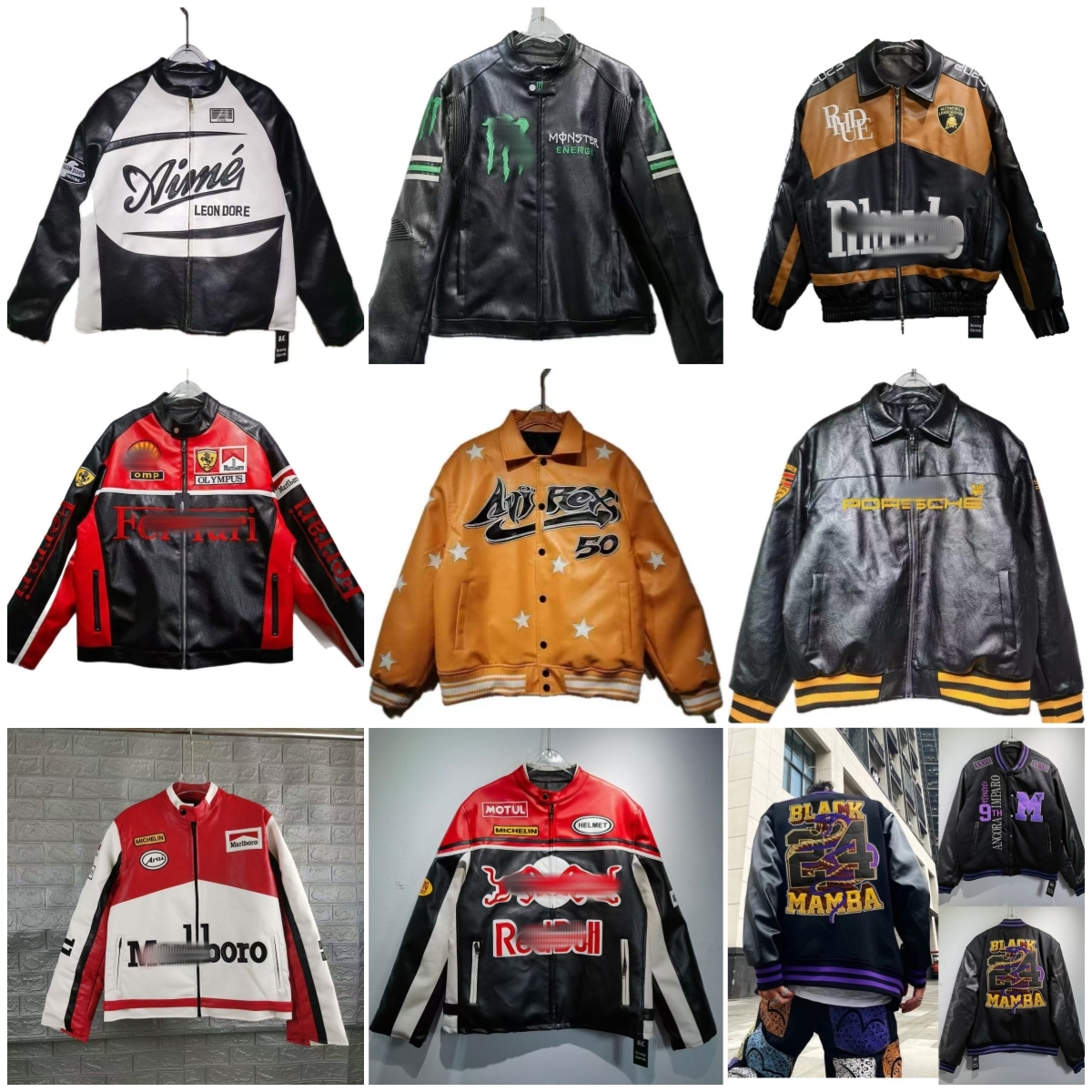 Men's Leather Jackets F1 Racing Suit Retro Motorcycle locomotive Jacket Full Embroidered Logo Zipper Windproof Casual Moto Team Rider Car Fans Warm Coat Clothing