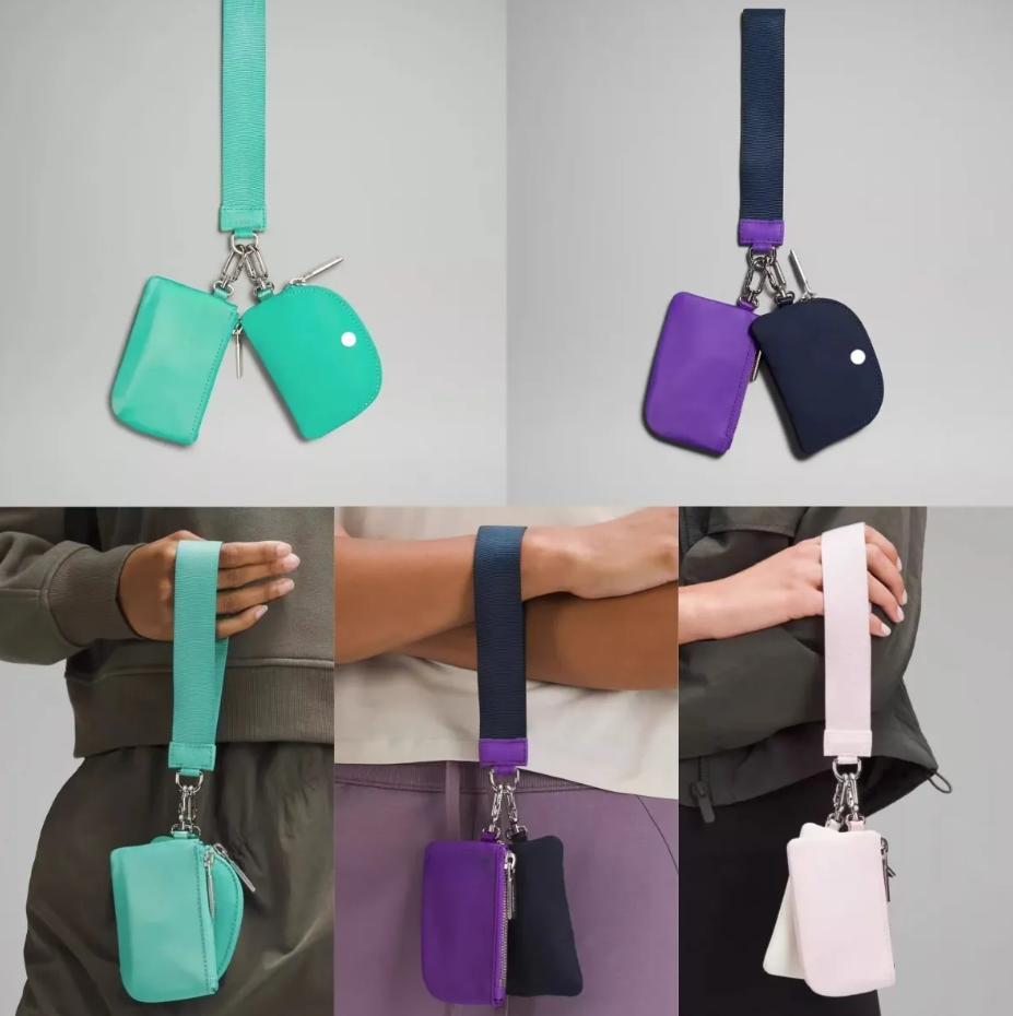 Party Favor Yoga wristlet clutch bag keychain wallet Yoga Nylon Belt Waist Bags mini Designer purse with detachable zipper wrap around wrist le keychains bags 0614