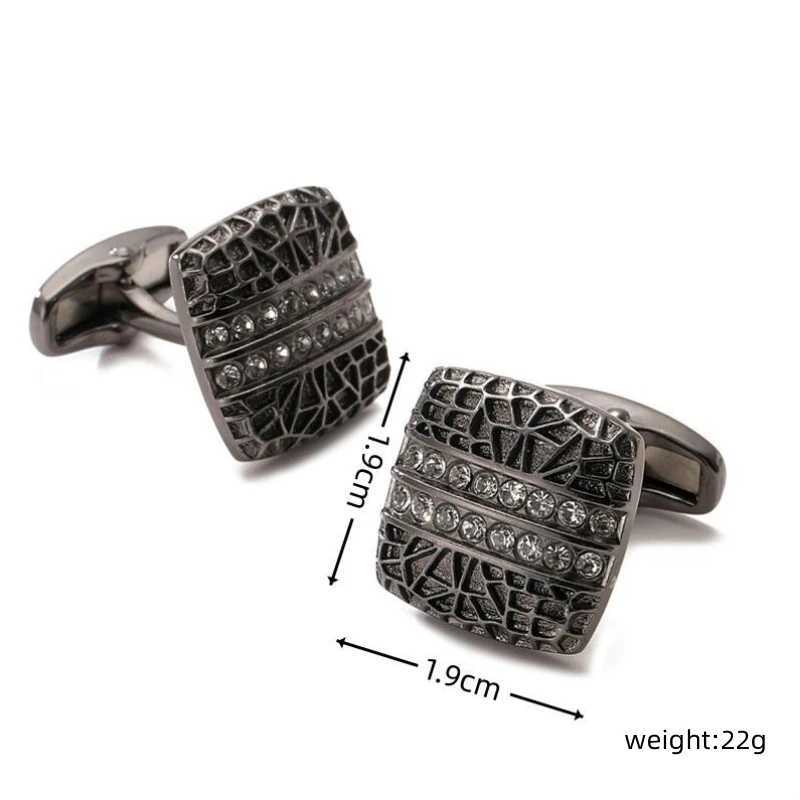 Luxury Mens French Shirt Cufflinks High-Quality Black Leopard Crystal Cuff Buttons Business Suit Accessories Jewelry Gifts XJ250614