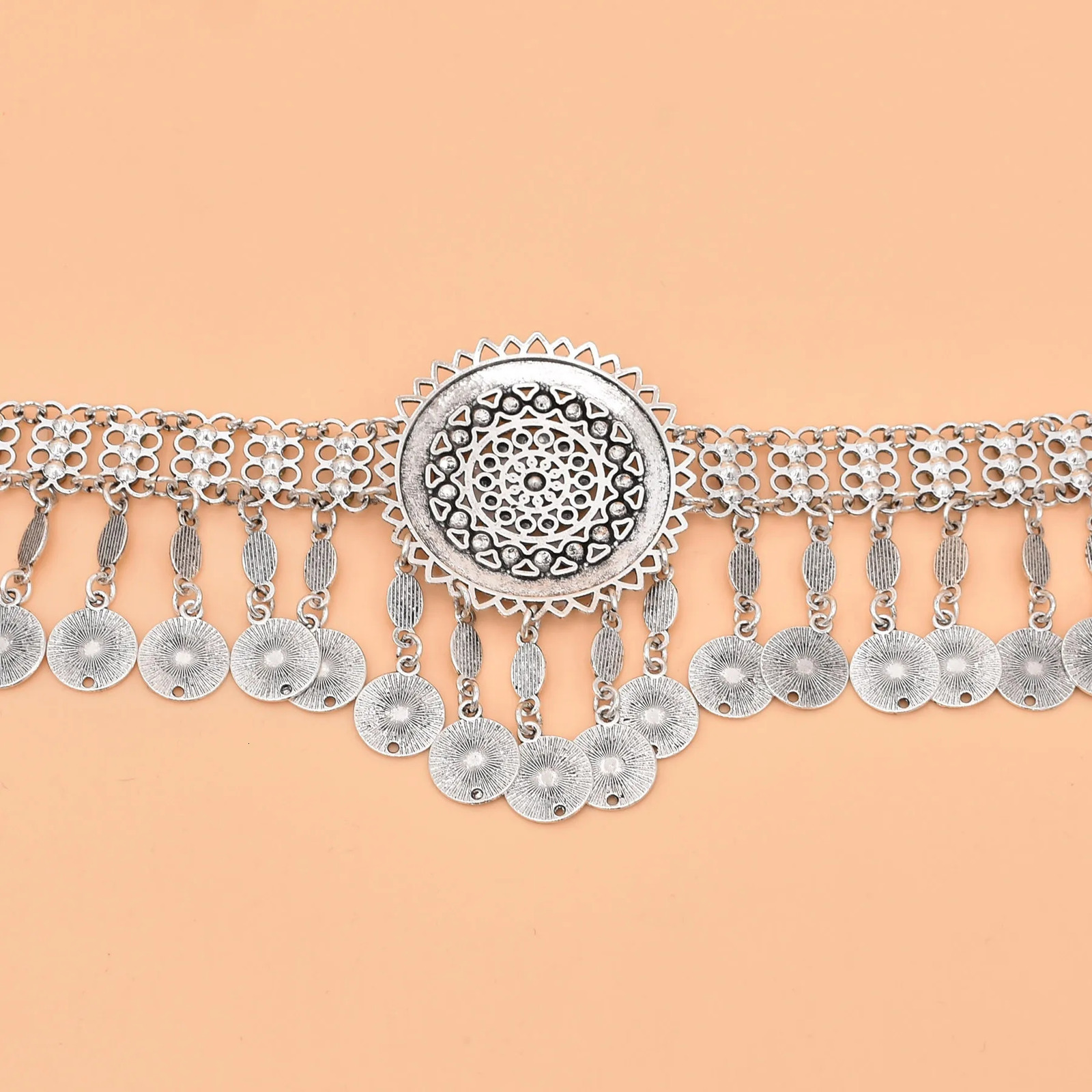 Bohemian Vintage Silver Plated Coin Tassel Waist Belly Body Chain Dance Jewelry Dress Accessories Gift 250610