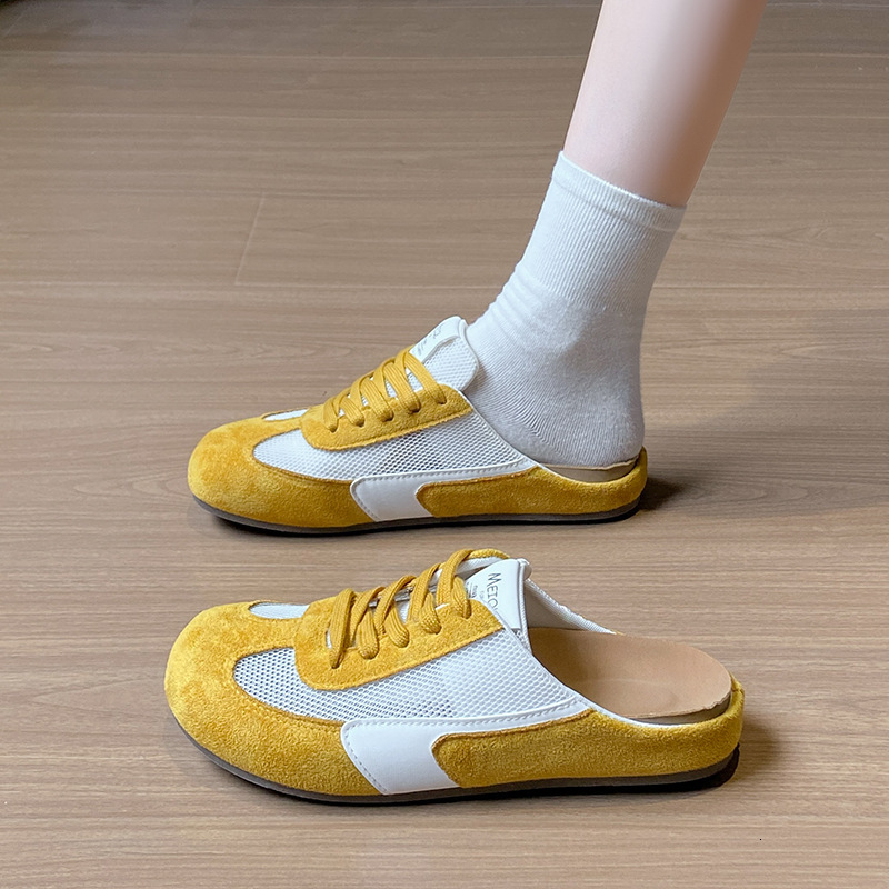 Ddmysports Summer Half Slip White New Korean Style Ins Student Breathable Hidden Wedge Casual Street Snap Shoes F Outdoor Shoes