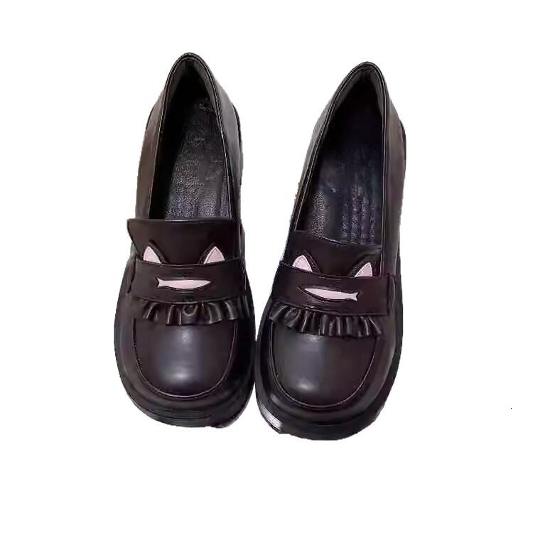 Ddmysports New JK Uniform High Heel Mary Jane Leather Shoes For Women British Style Spring Thick Sole Height Increasing Loafers Outdoor Shoes