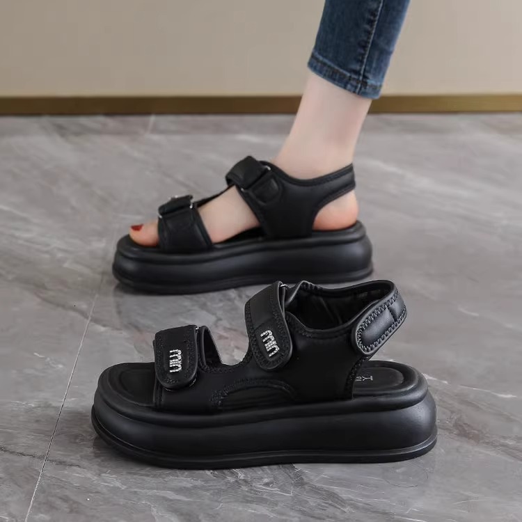 Ddmysports New Summer Internet Celebrity Magic Tape Platform Thick Sole Height Increasing Cushion Beach Shoes Sports Casual Sandals Outdoor Shoes