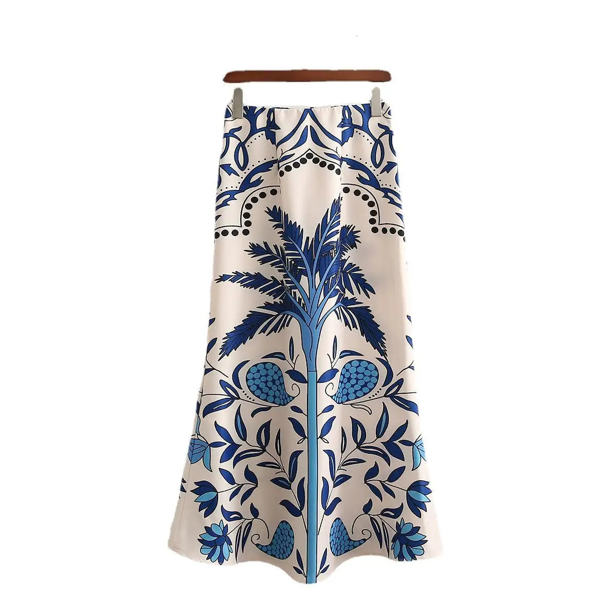 2025 Women Fashion Print Midi Skirts Set Woman 2 Pieces Women Suit Female Long Sleeve Blouses Tops Vintage Casual Sets 250609