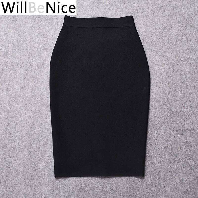Willbenice Sexy Hot Pink Black Knee Length Wholesale Womens Bodycon Bandage Pencil Celebrity Party Skirts