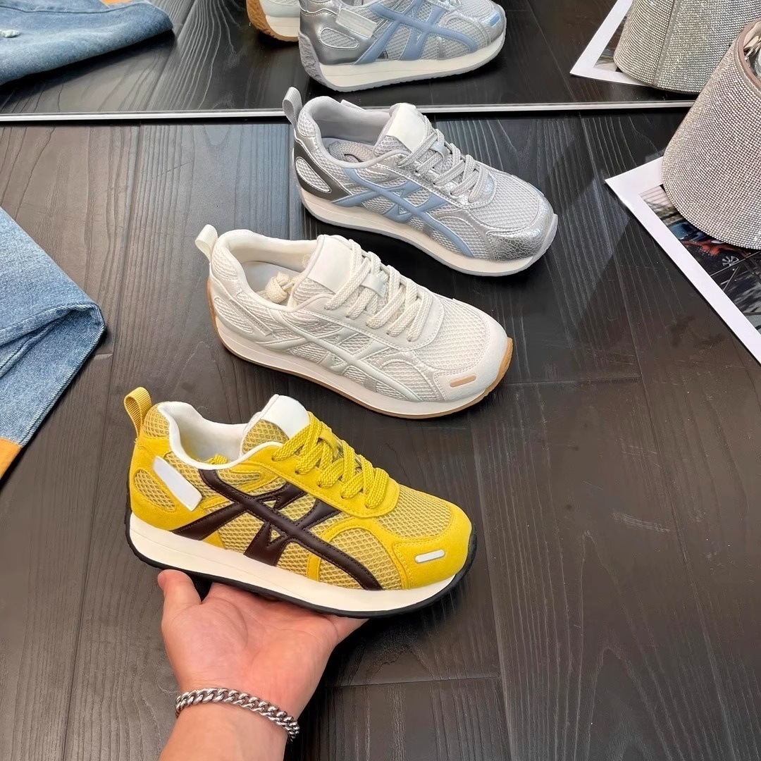 Ddmysports Spring New Women S Versatile Casual Mesh Breathable Round Toe Slimming Thick Sole Running Sneakers Outdoor Shoes