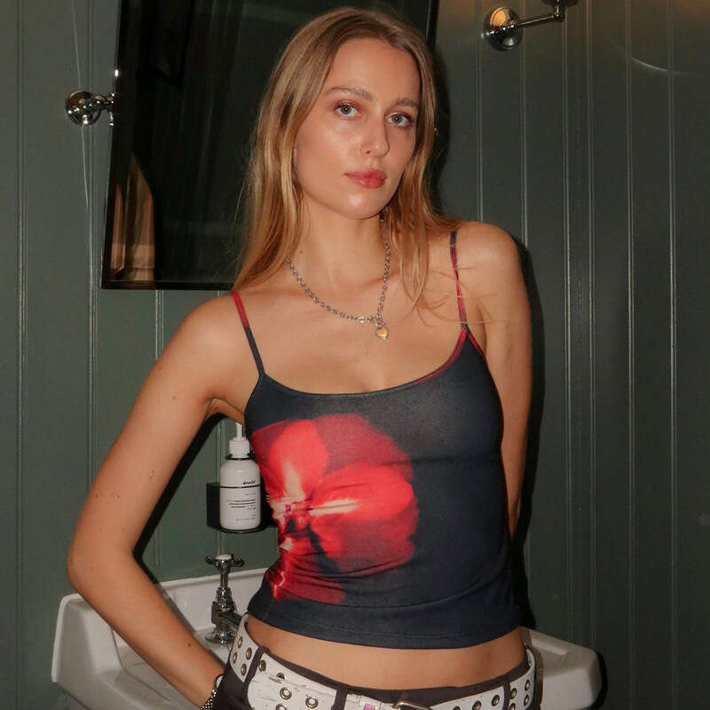 Hot Selling Women's Summer New Fashion Printed Sexy Slim Fit Crop Top Strap Vest B5