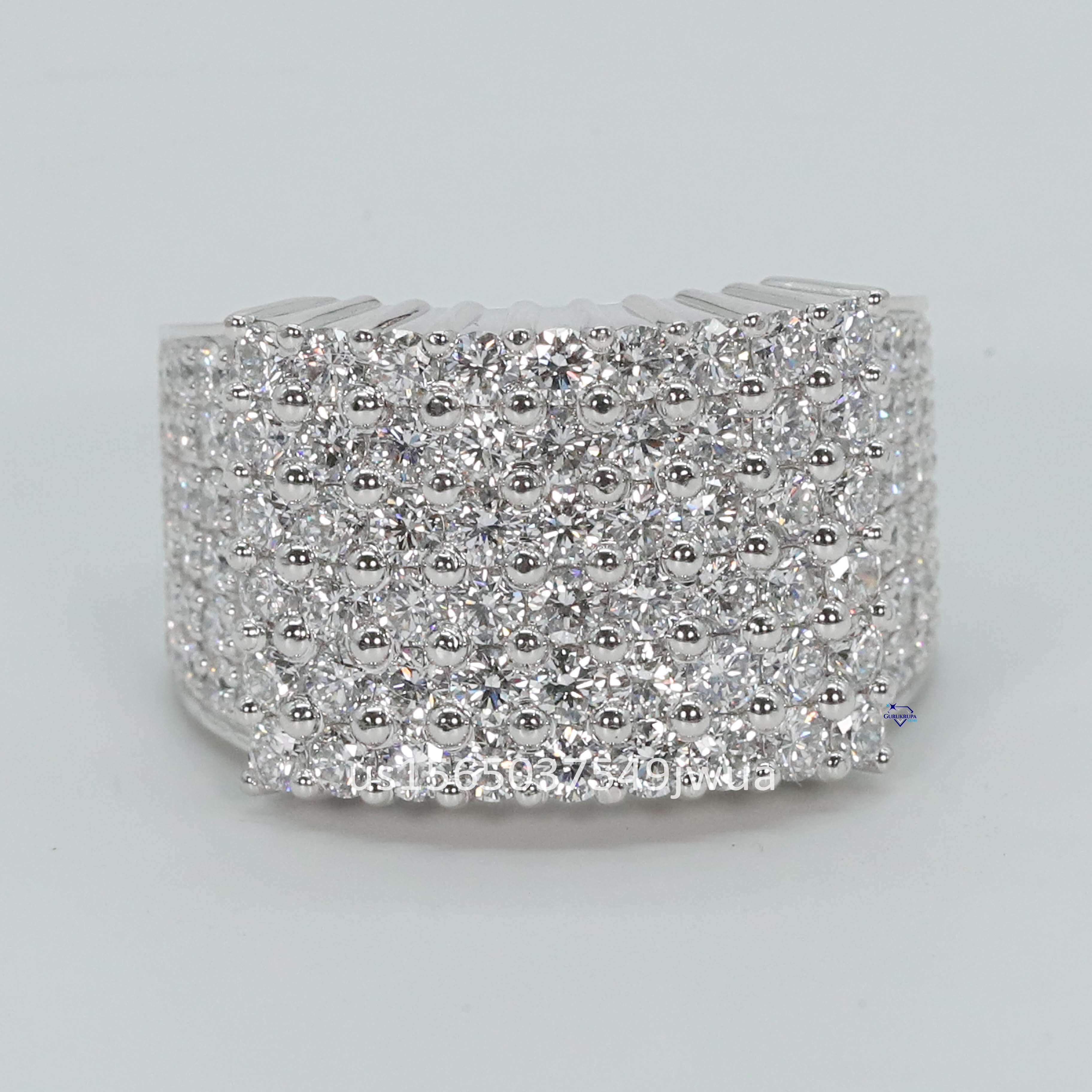 Fashion Jewelry Luxury Iced Out 925 Sterling Silver VVS Moissanite Diamond Mens Ring Real Moissanite Hip HopMens Ring
